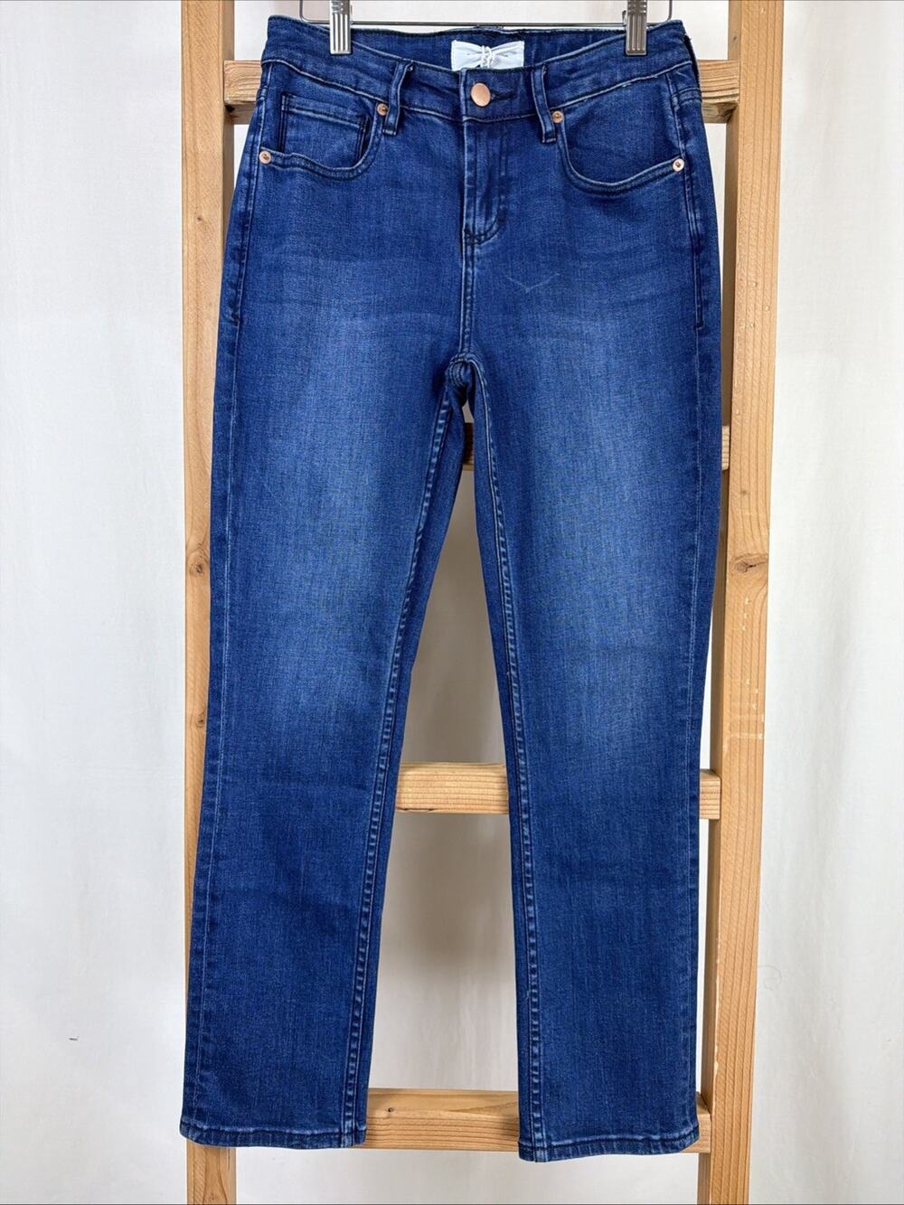 NWT Dear John Blue BLAIRE Button Zip Mid Rise Straight Leg Jeans #1165 Size 25